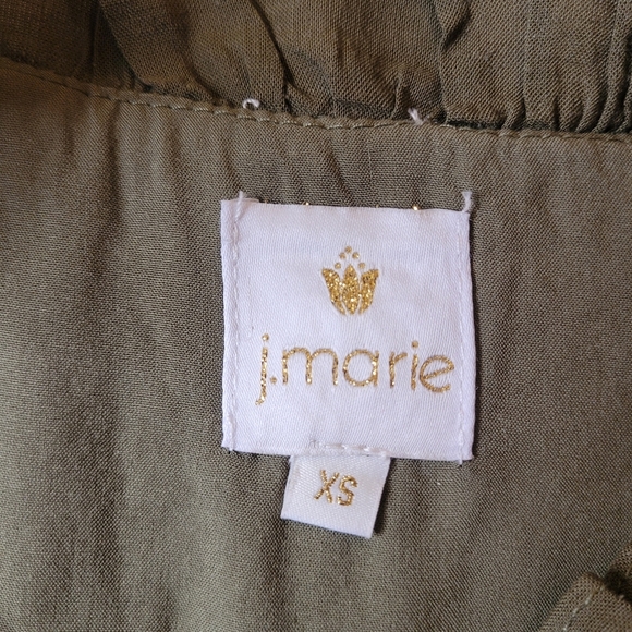 NWOT j.marie Linen Blend Isla Mae Olive Green Embroidered Tiered Boho Mini Dress - Picture 8 of 13